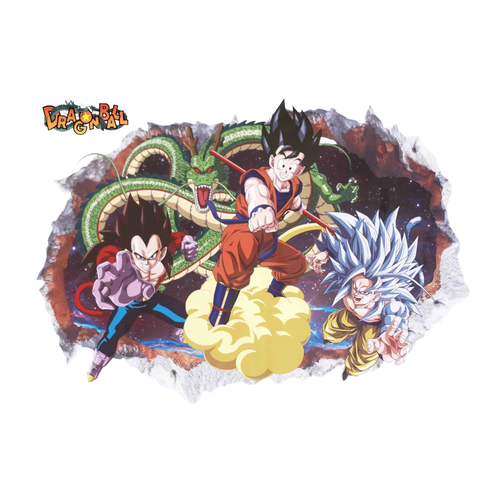 Dragon Ball Z Гоку мультфильм 3D дети аниме стены виниловые наклейки, переводной рисунок Настенный декор росписи Плакат своими руками подарок