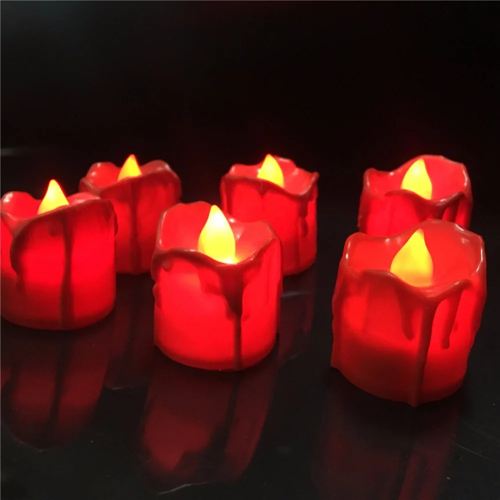 12 шт.) Красный светодиодный светильник для чая, свечи, светодиодный, velas, светодиодный, на батарейках, беспламенные Свечи, церковь, декорация и светильник ing