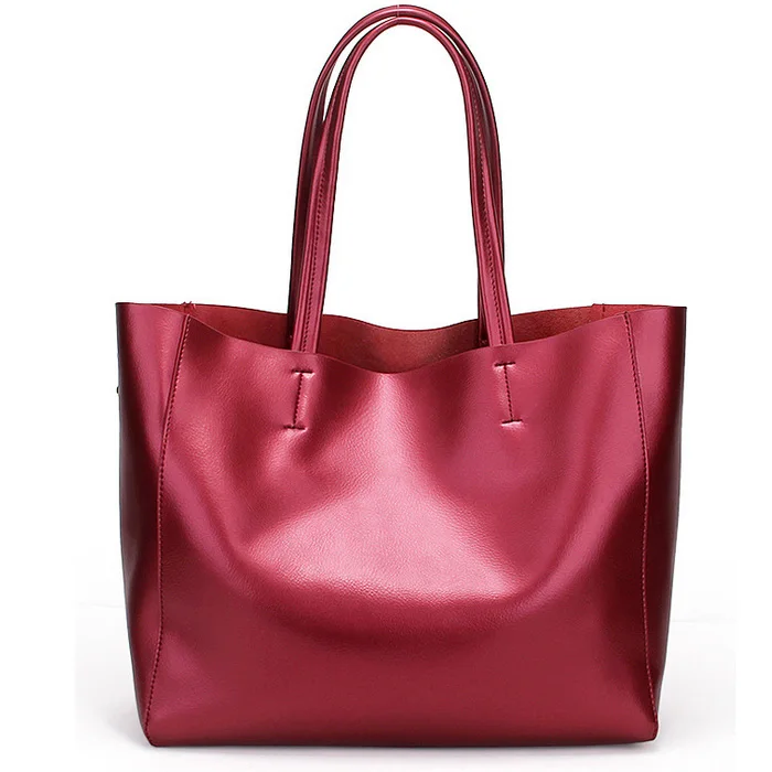 Wine red ESUFEIR Сумка из натуральной кожи для женщин Модная композитная сумка из натуральной кожи с длинным рукавом Большая женская сумка - Цвет: Wine red