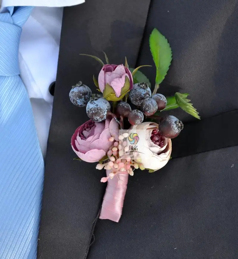 Color10 Boutonniere 1 шт свадебная бутоньерка, жених бутоньерка Невеста Подружка невесты женские руки на запястье цветок Искусственные цветы корсажи свадебные принадлежности - Цвет: Color10 Boutonniere