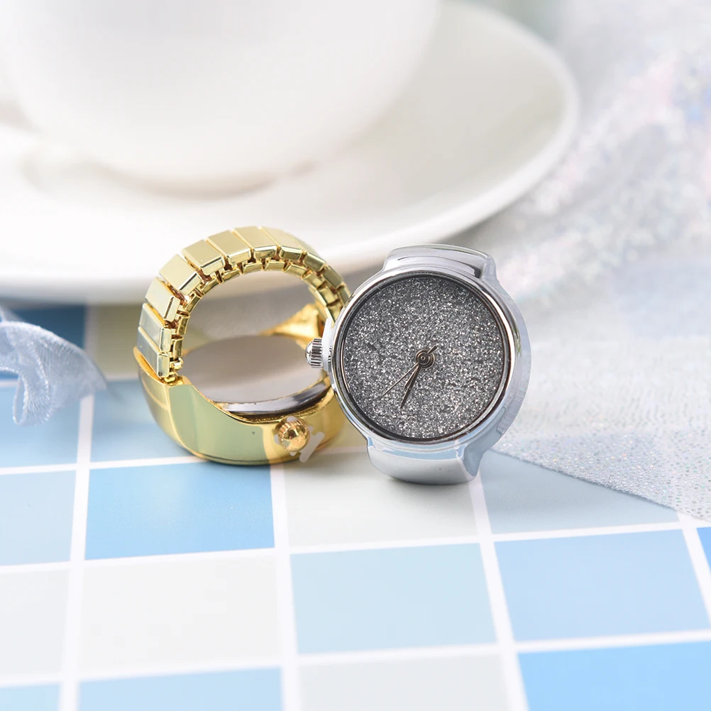 Креативные изящные часы с блестящим эластичным ремешком на лице женские кольца