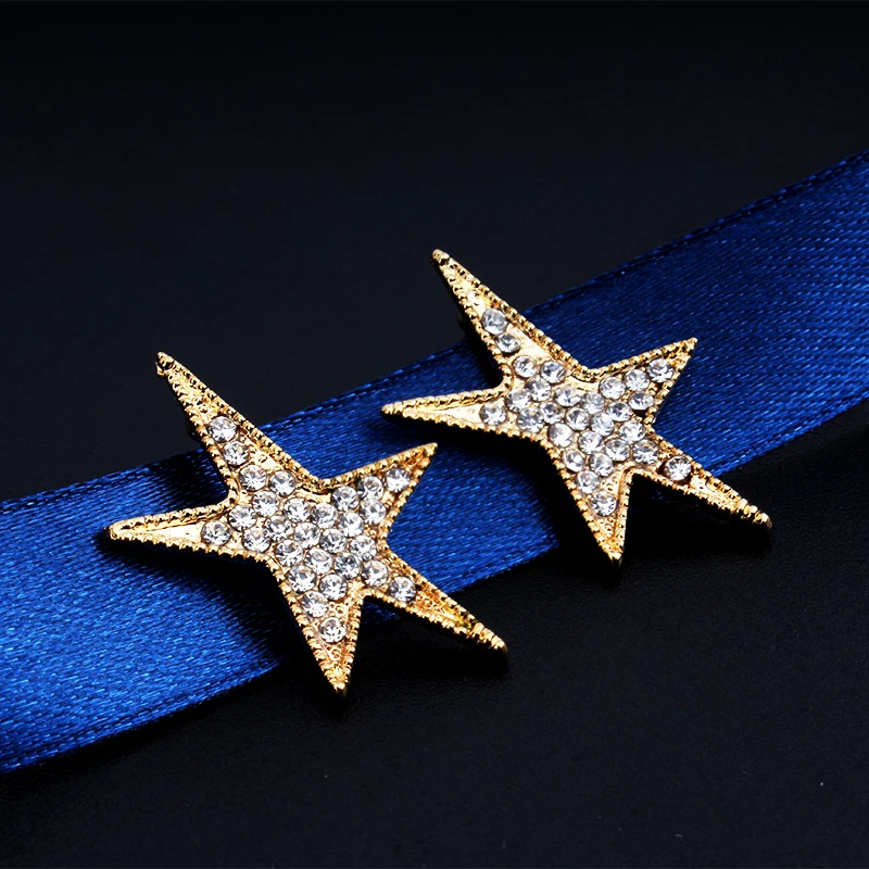 Gold color stars earrings ear stud women | Украшения и аксессуары