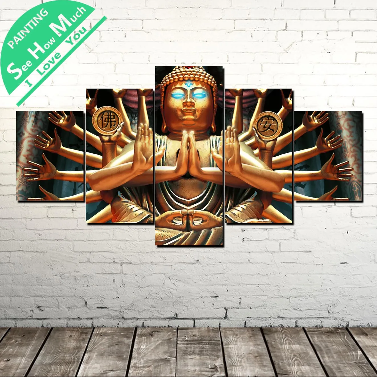 

5 Piece Thousands of hands Buddha Wall Art Canvas Poster and Print Canvas Painting Decor Picture Canvas Painting Home Decor