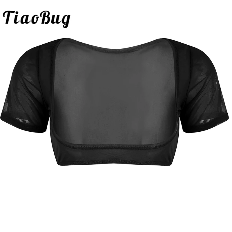 TiaoBug Модный женский Мягкий сетчатый прозрачный укороченный топ с коротким