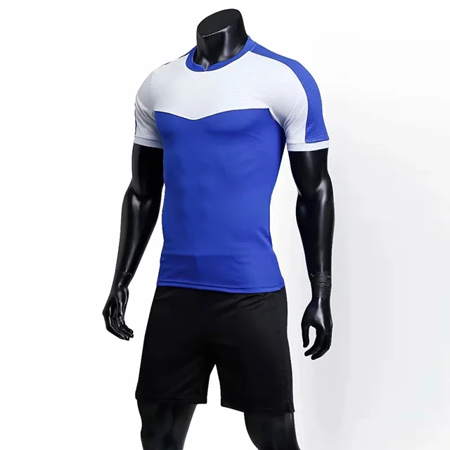 blue black shorts Футбольные тренировочные костюмы футбольные майки Индивидуальные футбольные майки набор мужские футбольные тренировочные униформы - Цвет: blue black shorts