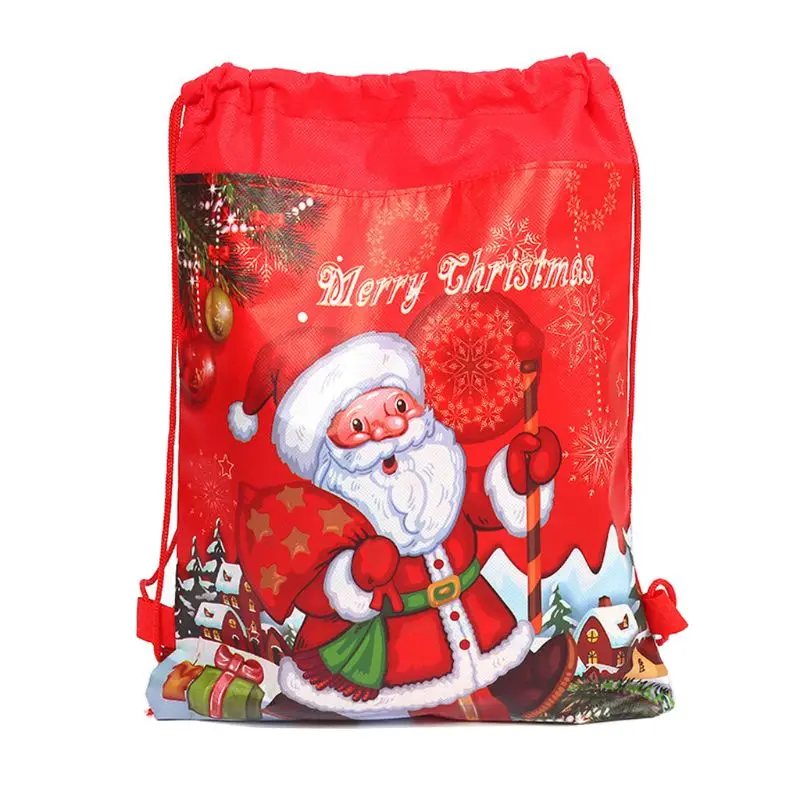 

Merry Christmas/Santa Claus Theme Drawstring Gifts Bags Cinch Sack Kids Favors Baby Backpack Happy Birthday Party