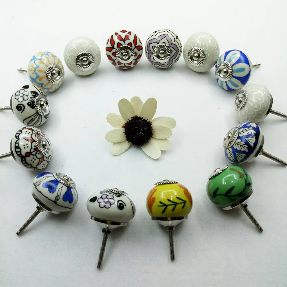 Диаметр. 40 мм ручка для мебели ручки и шкафа с керамическим выдвижным ящиком