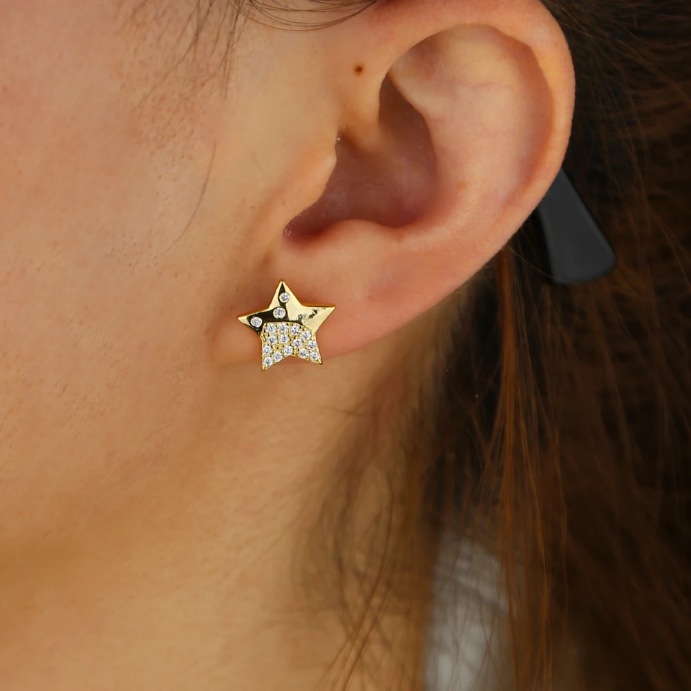 Модные простые милые серьги гвоздики с пятиконечной звездой уникальные чешские