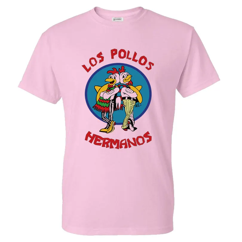 pink Мужская модная футболка с надписью «Breaking Bad», коллекция года, футболка LOS POLLOS Hermanos, футболка с короткими рукавами с изображением братьев курицы, хипстерские топы, Лидер продаж - Цвет: pink