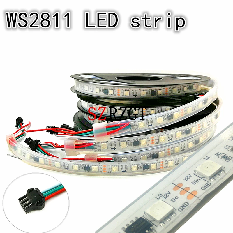 WS2811 5050 RGB Светодиодная лента 1 м/5 м 150 300 светодиодов индивидуально Адресуемая DC12V