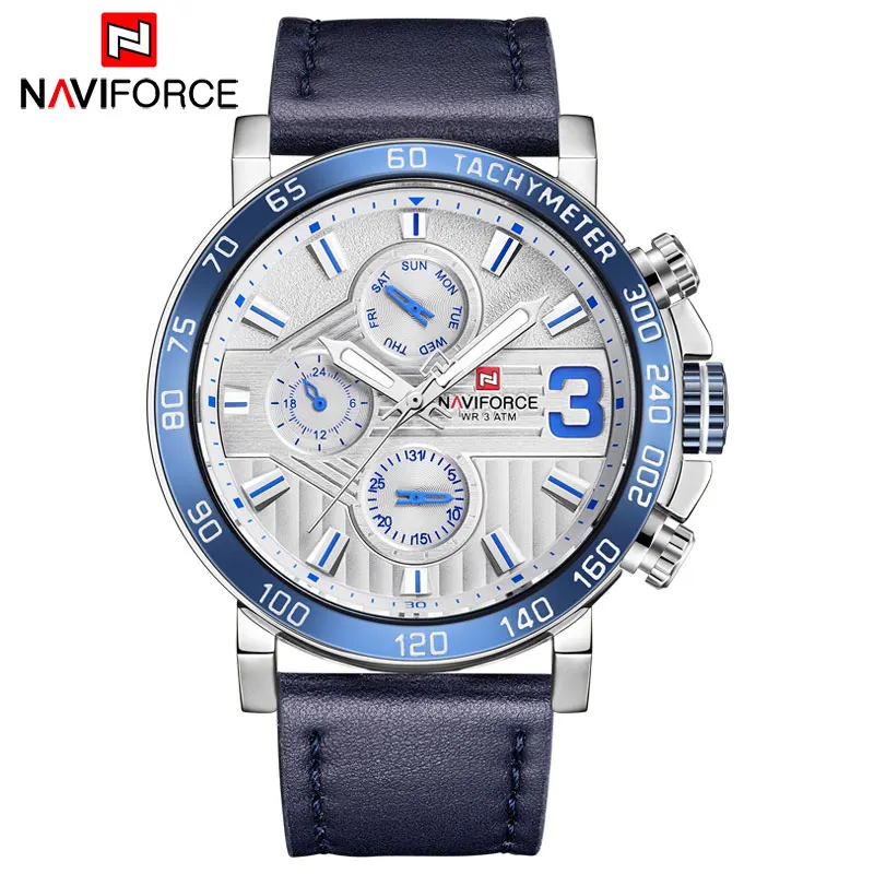 

NAVIFORCE 2018 Men Watches Luxury Sports Quartz Watch Japan Movement Auto Date Week Display Leather Band Relogio Masculino