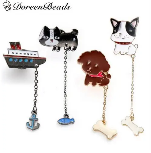 DoreenBeads цинковый сплав Эмаль Прекрасный Kawaii Мультфильм значки Броши шпильки рюкзак одежда сумки украшения Фламинго 1 шт