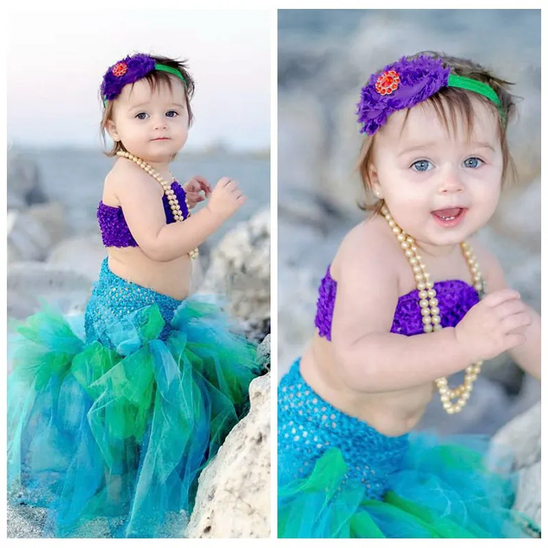 

Baby Girls Halloween Tutu Dress The Little Mermaid Ariel Cosplay Cartoon Princess Girls Ball Gown Tulle Dresses Costume