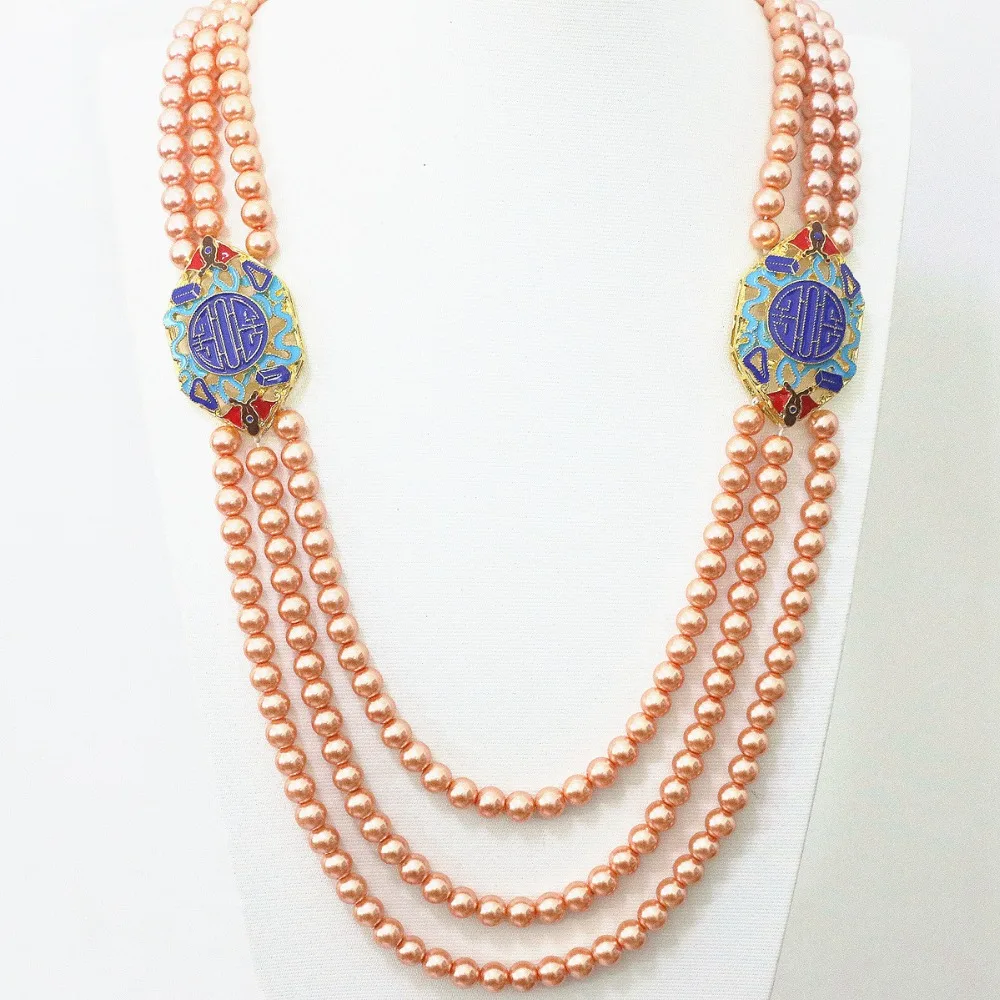 Недавно shell имитация перл 8 мм круглый 3 строк золотой цвет большие овальные