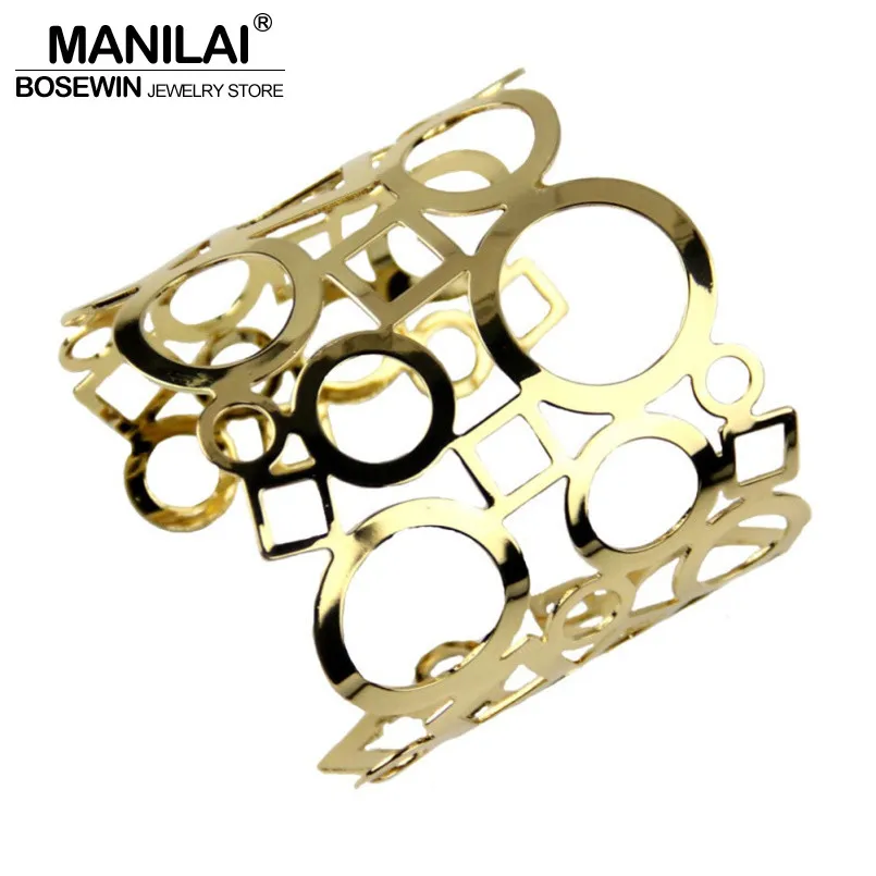 MANILAI модные блестящие граненные полые геометрические браслеты для женщин