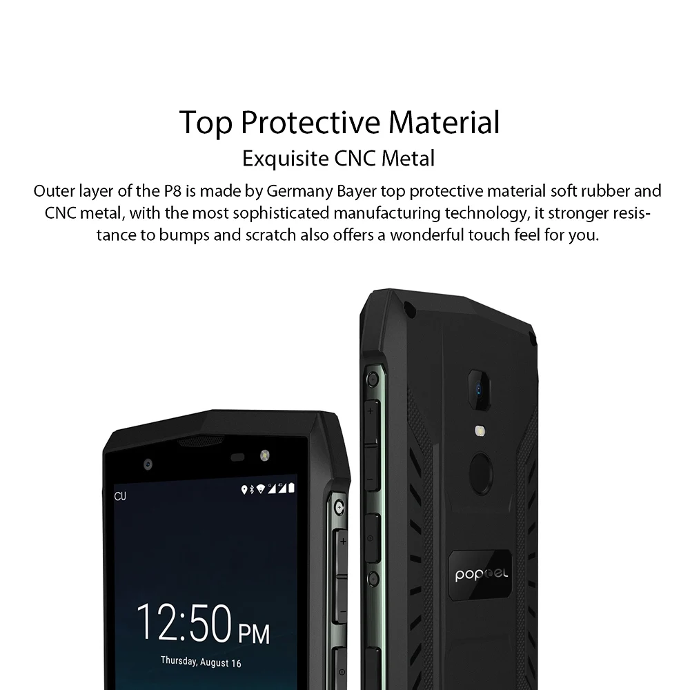 POPTEL P8 4G LTE прочный телефон IP68 Водонепроницаемый Пылезащитный для лица ID 5,0 дюймов 3750 мАч Android 8,1 16 Гб NFC 5MP+ 8MP смартфон