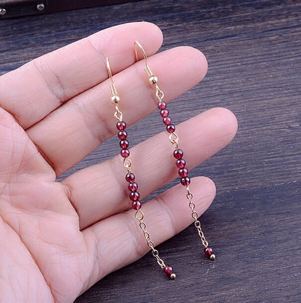 ZCD серьги 509 + оригинальный винтажный гранат длинный корейский темперамент все