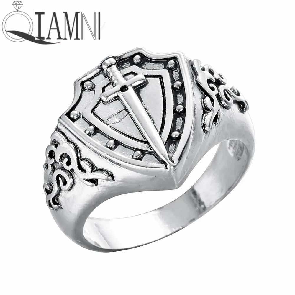 Кольцо QIAMNI Armor Shield Ring Knight Templar Crusade Cross с мечом средневековая вывеска христианские