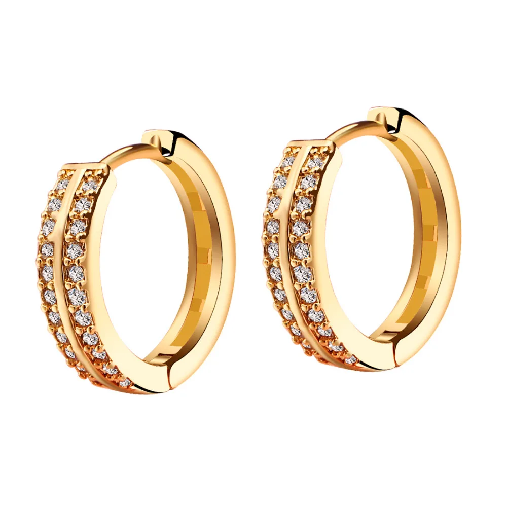 Женские серьги с фианитами золотистые белыми Фианитами 2018|colorful hoop earrings|colored earrings
