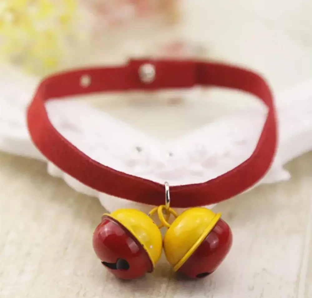 red yellow bell SUPREPET 1 шт. милый карамельный цвет Кошачий ошейник ручной работы ошейник для питомца собаки щенок котенок Тедди Чихуахуа шейный ремень товары для домашних животных - Цвет: red yellow bell