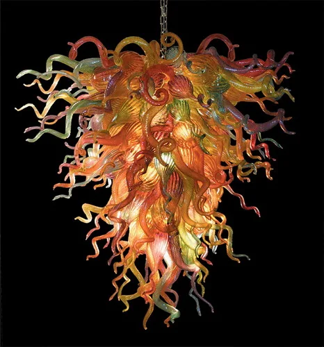 

Elegant Foyer Villa Art Deco Multicolor Style Hand Blown Glass Modern Crystal Chandelier Light