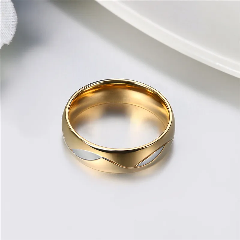 Boniskiss Wedding Ring For Women/Men Gold Color Love Engagement Couple Stainless Steel Lovers Jewelry New Anniversary Gift | Украшения и