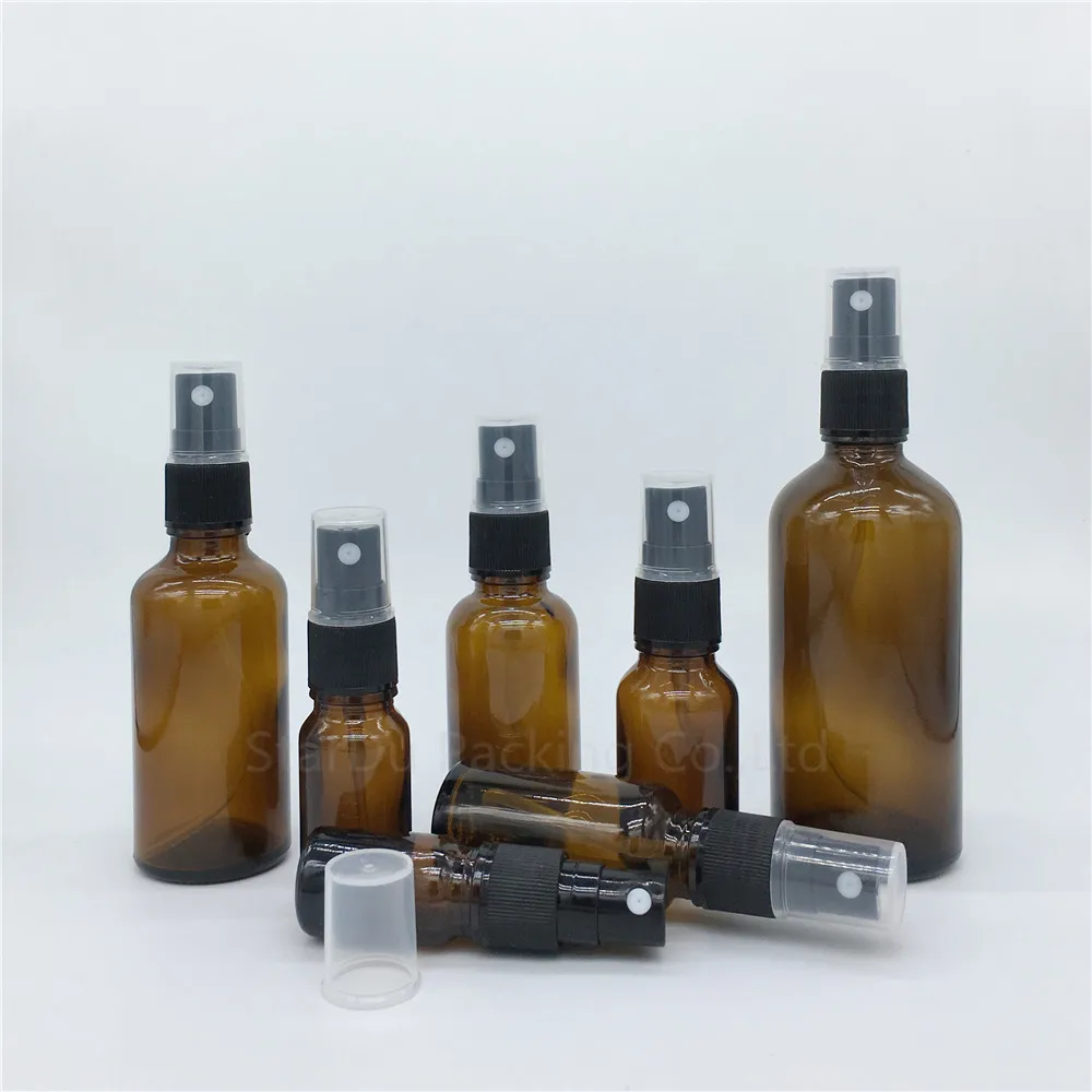 

5ML 10ml 15ml 20ml 30ml 50ml 100ml Amber Glass Bottle With Perfume sprayer, Essential Oil Spray Glass Bottles