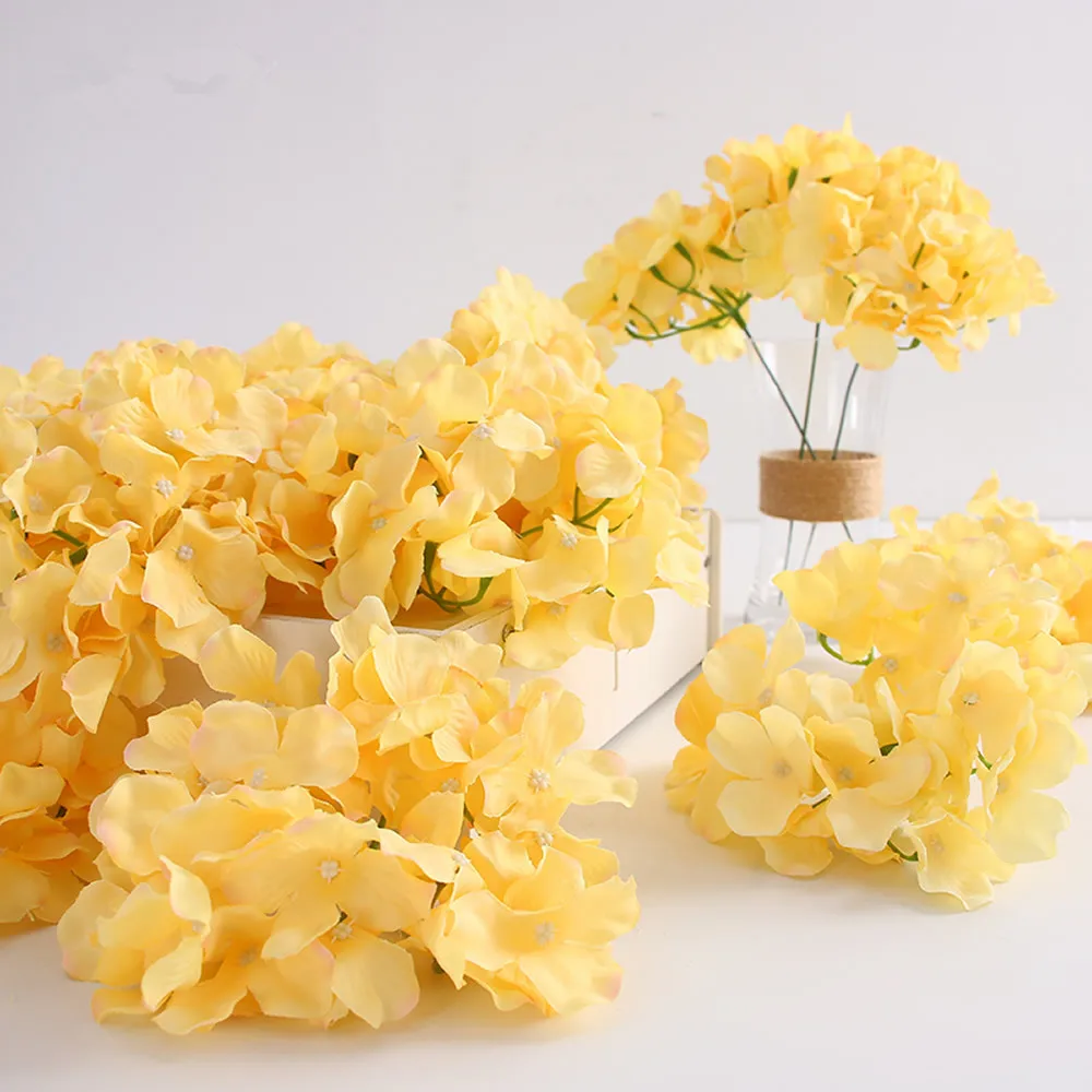 100pcs artificial Silk Hydrangea flower head Ball Chrysanthemum Wedding Path Home Hotel DIY flower wall accessories