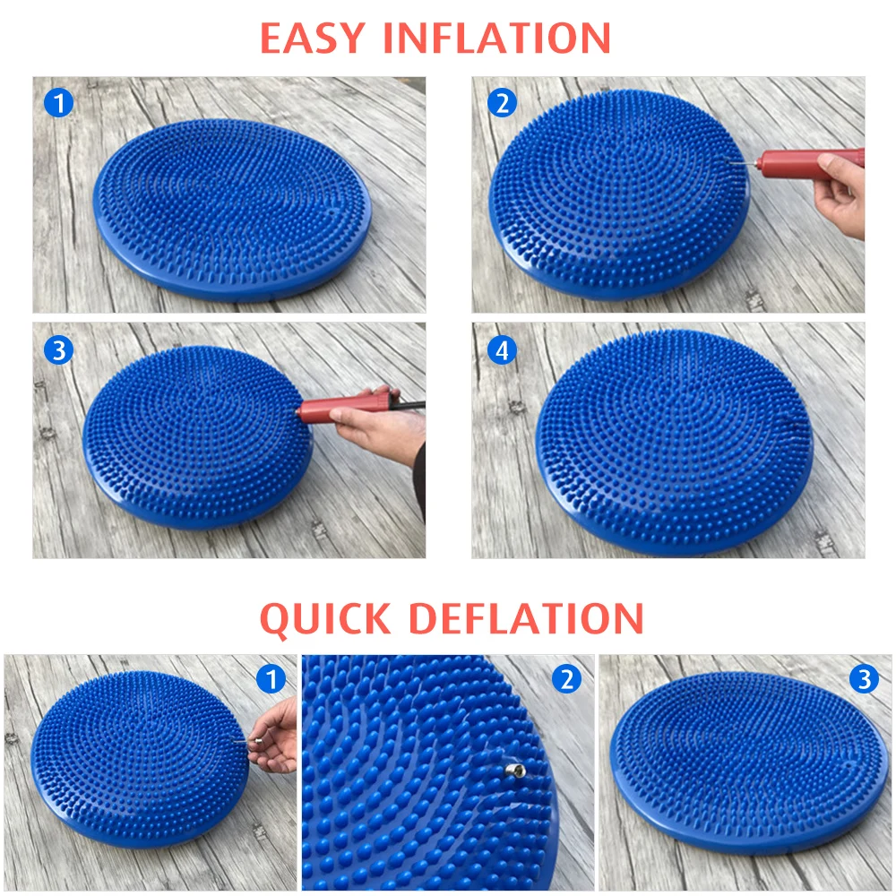

33CM Yoga Balance Disc Yoga Foot Massage Ball Massage Balance Pods Body Rolling Inflatable Stability Wobble Cushion Free Hand