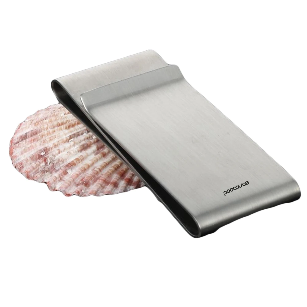 Тонкий кошелек из нержавеющей стали серебристого цвета с зажимом для денег