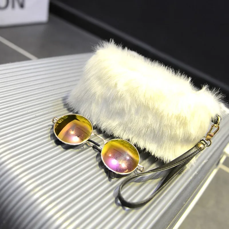 2017 новая зимняя плюшевая сумка из искусственного меха кролика Портмоне Мини