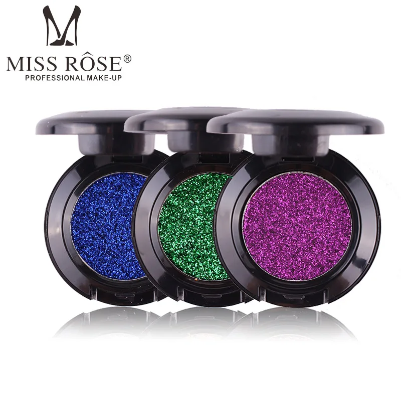 Miss Rose, 24 цвета, блестящие тени для век с бриллиантами, одноцветные пигментные тени для век, Сексуальный макияж, Мерцающая металлическая палитра, косметика
