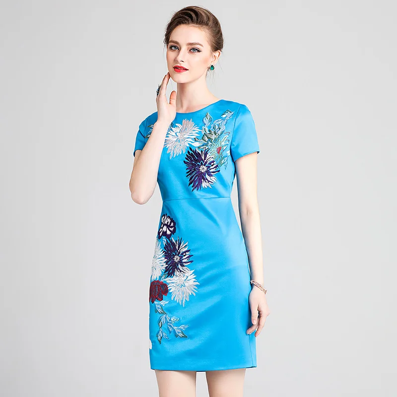 2018 летнее женское платье с цветочной вышивкой элегантное модное коротким