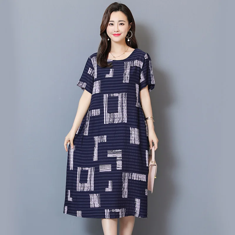 Женское хлопковое платье большого размера элегантное свободное винтажное с