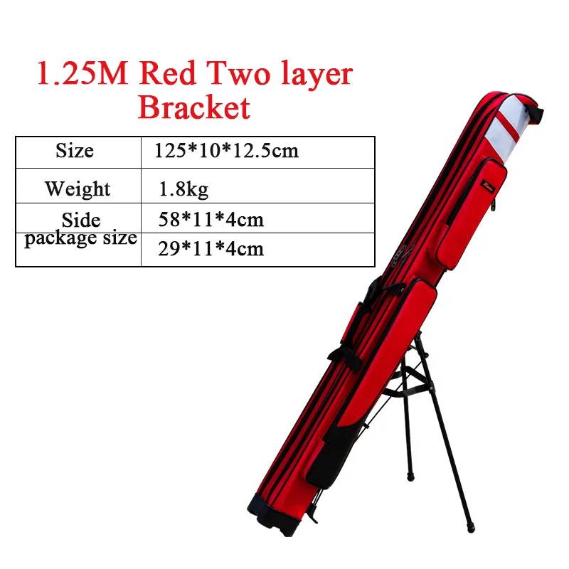 Red Two layer Новая водонепроницаемая сумка для удочки WalDing, устойчивая к царапинам, 1,25 м, два или три слоя, Самоустанавливающаяся, вместительная сумка для удочки - Цвет: Red Two layer