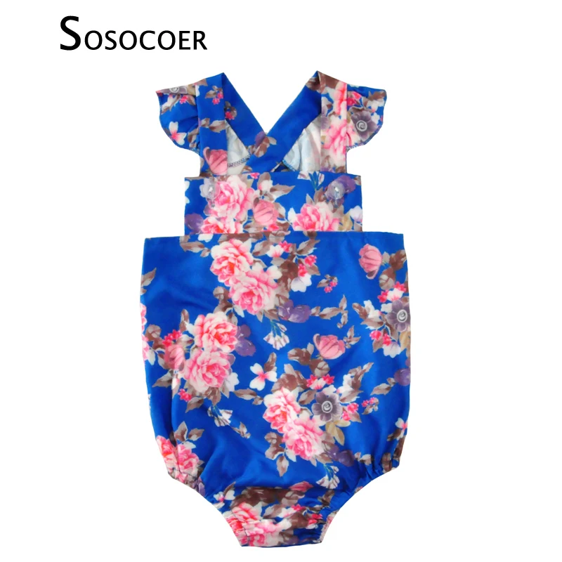 SOSOCOER Детский комбинезон с цветочным принтом и рукавами мушками цельный для
