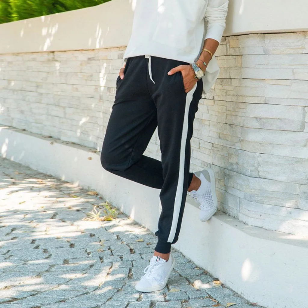 Женские спортивные брюки для бега трикотажные Свободные повседневные Простые