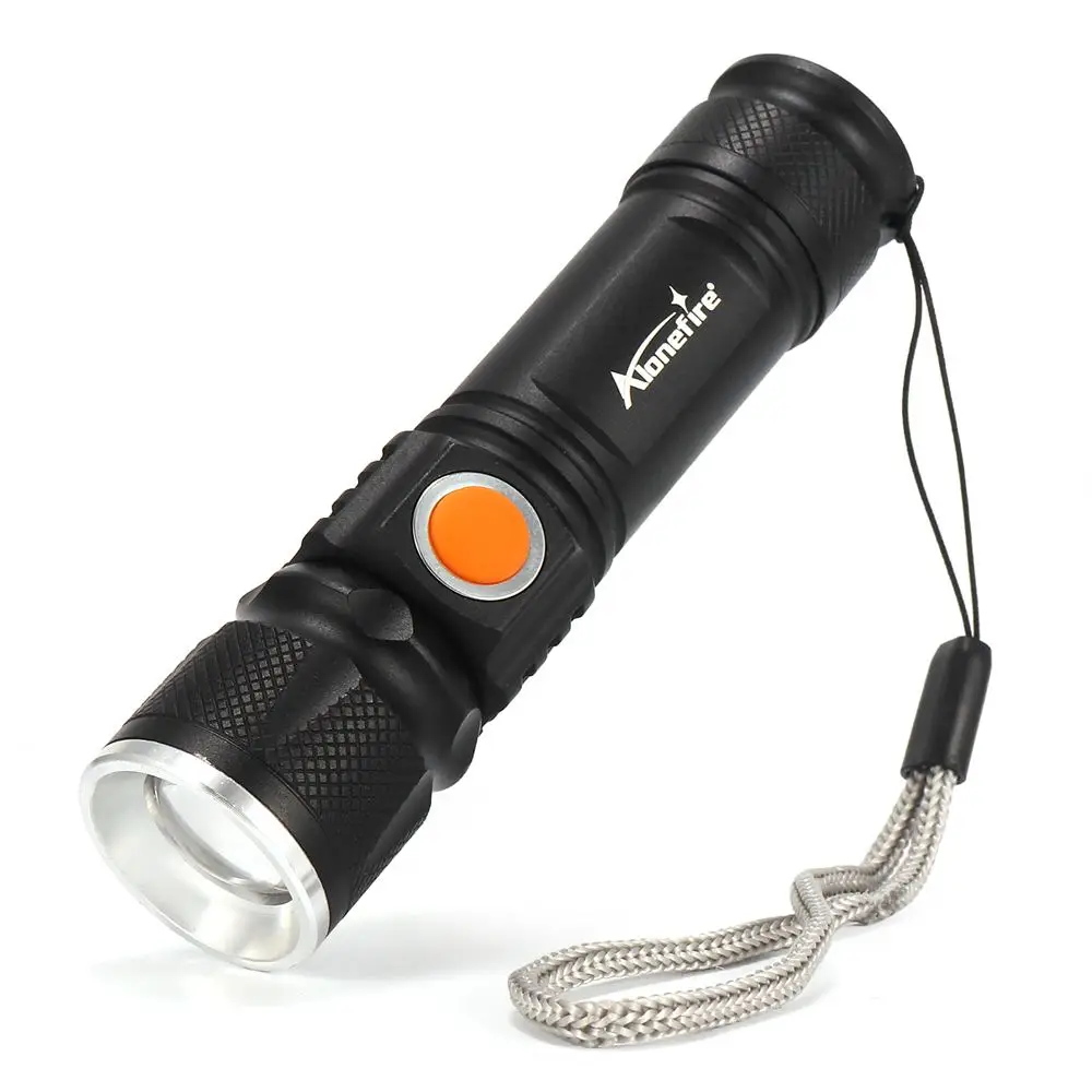 AloneFire UA100 T6 светодиодный фонарик карманный usb Перезаряжаемые факел Водонепроницаемый Регулируемый туристический фонарь светодиодный вспышка света