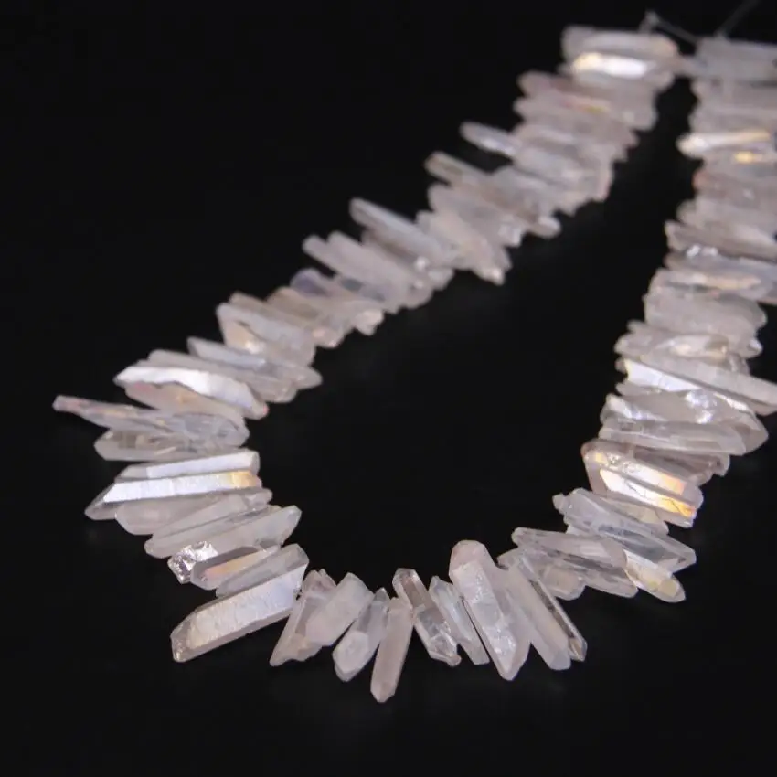 Бусины кварцевые с отверстием сверху и титановым кристаллом 15 5 дюйма | Украшения