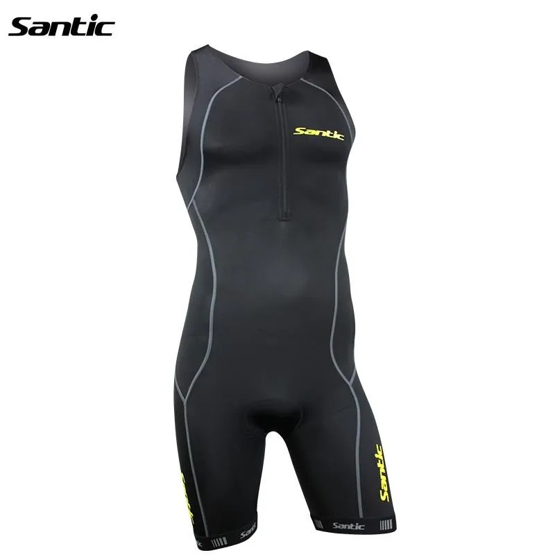 Santic черный с инициалами одежда для мужчин женщин Skinsuit без рукавов Триатлон одежда для плавания бег MC03004/LC03003