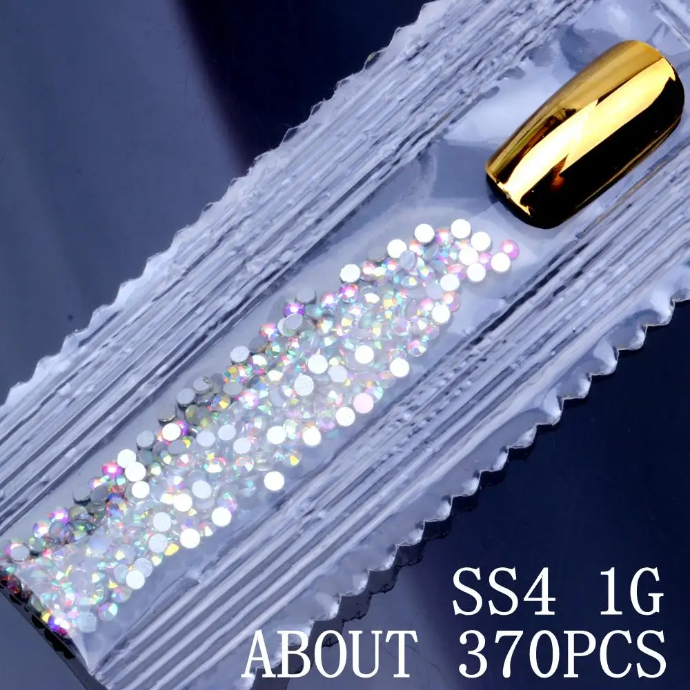 Clear AB ss4 1g DIY Бисер 6 г 1500 шт SS3-SS10 Хрустальные Стразы AB плоская задняя сторона Стразы для ногтей 3D не исправление инструмент для украшения ногтей для нейл-арта стекло - Цвет: Clear AB ss4 1g