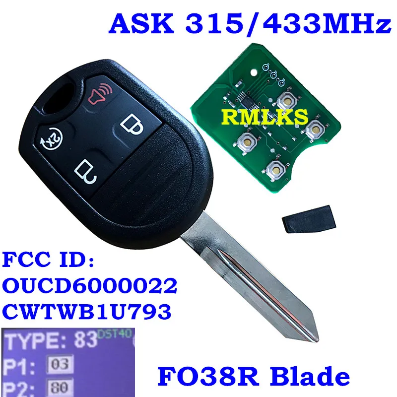 4 кнопки Smart Remote Head ключ без ключа для Ford Edge Escape Expedition Explorer с чипом 4D63 80 бит CWTWB1U793