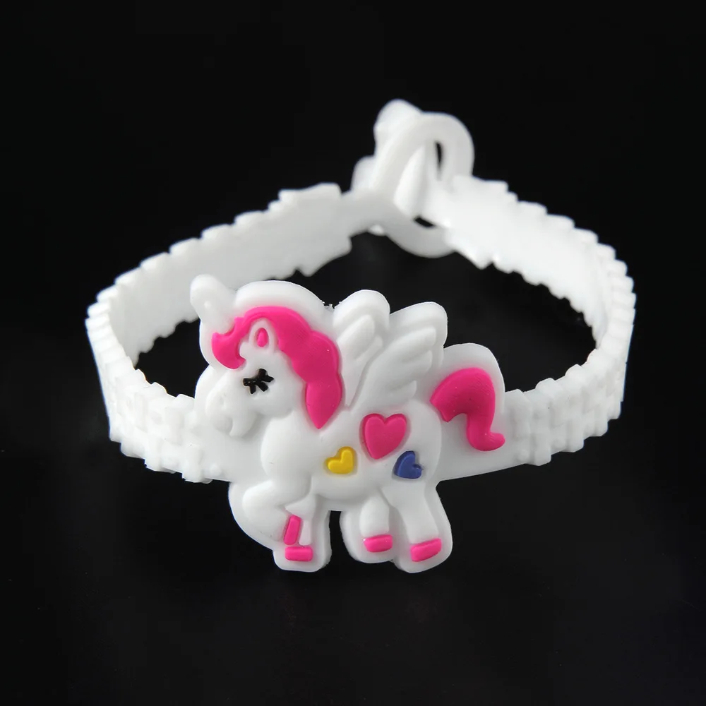 12 шт./лот резиновые браслеты с единорогом силиконовый браслет украшения для дня
