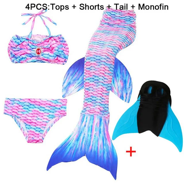 4 шт./компл. спальные мешки с изображением Русалочки Моноласты хвосты для купания