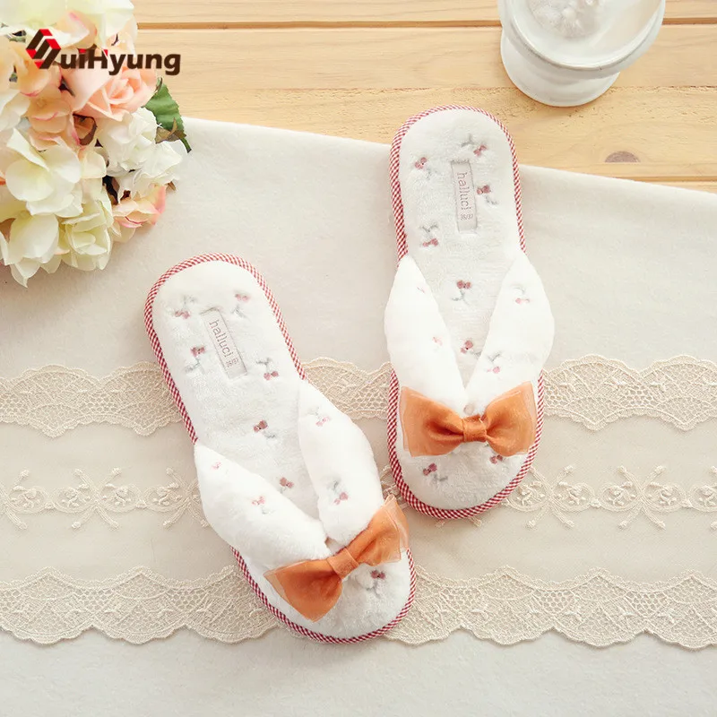 SuiHyung/Новые Нескользящие шлепанцы с бантом на весну и лето Милые рисунком вишни