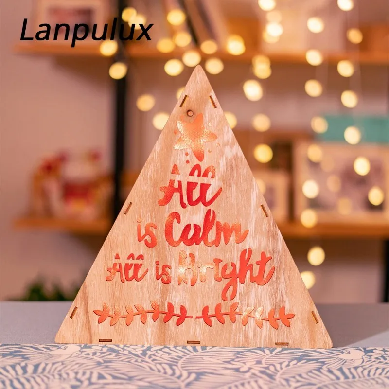 Lanpulux 3D деревянная Ремесленная лампа для дома треугольная Рождественская елка