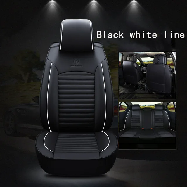 black white line Кожаный чехол для сидений автомобиля чехлы для сидений автомобиля подушка для mazda cx5 CX-5 cx7 CX-7 CX-3 gg gh gj CX-9 cx9 demio premacy familia - Название цвета: black white line