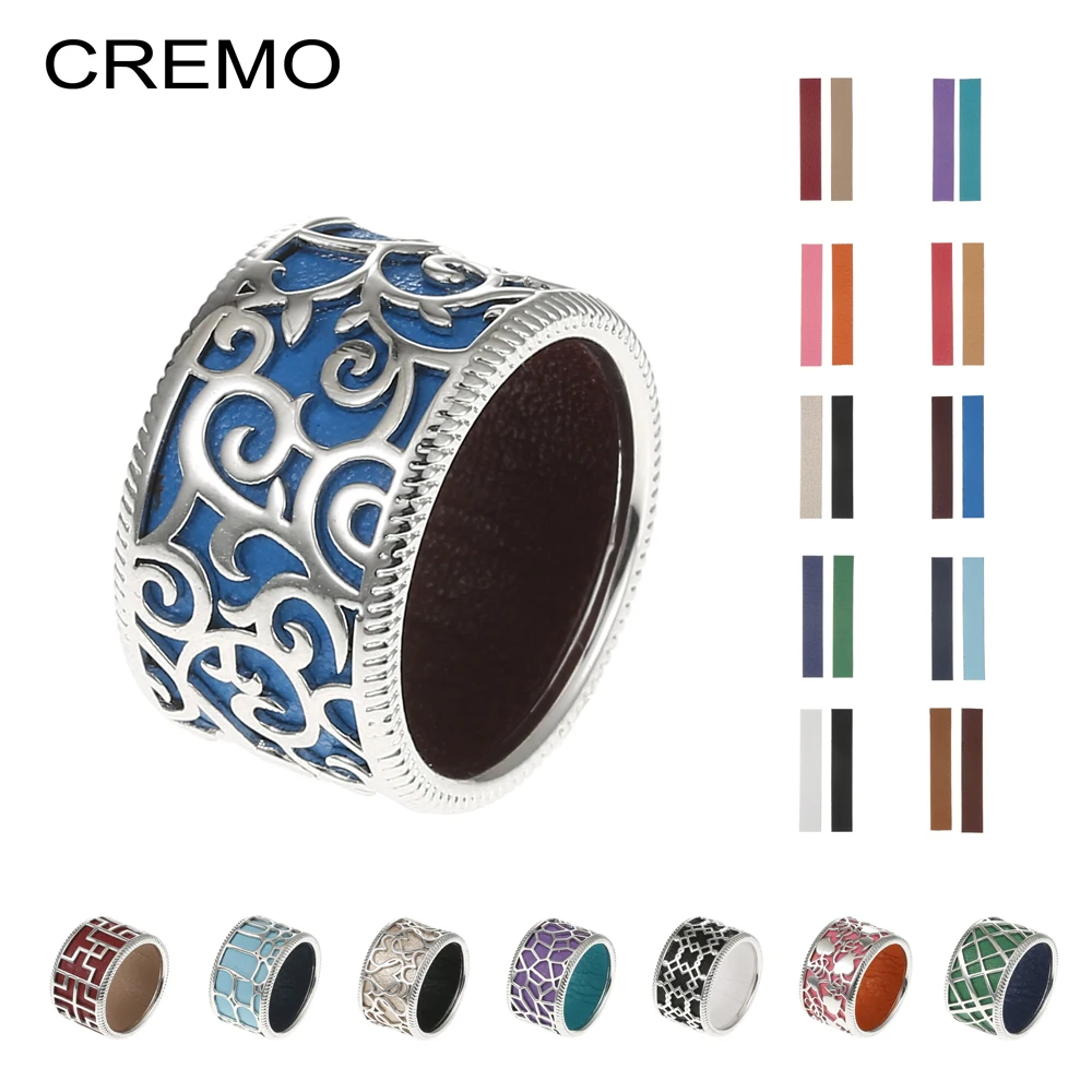 Кремо полый браслет Кольца Bijoux Femme персонализированные палец манжета кольцо Argent Реверсивный сменный кожаный клетка кольцо Спиннер