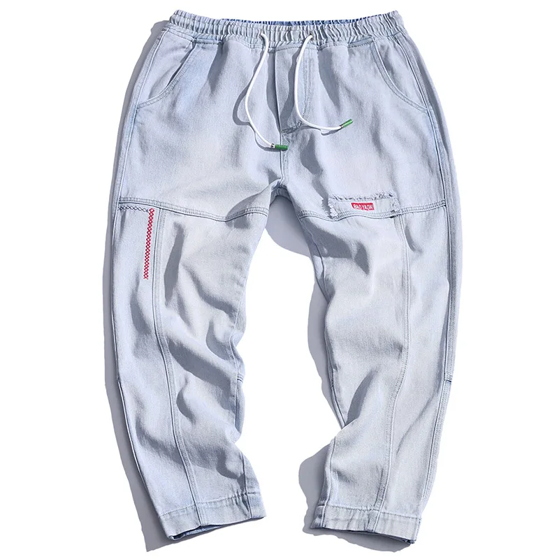 New Arrival Vintage Men Casual Harem Jeans High Street Multi Pockets Cargo Pants Fashion Losse Denim Joggers Mens Trousers 5XL | Мужская