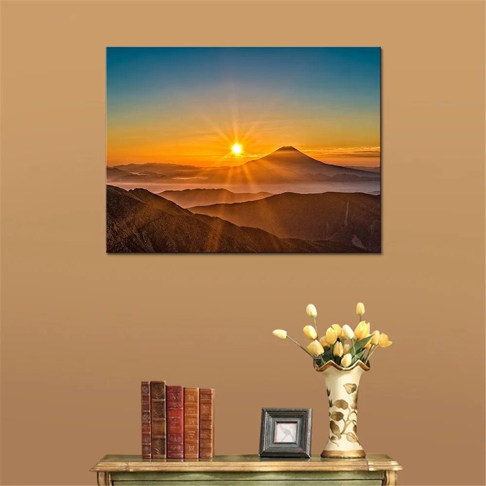 Украшение 1 шт. восход солнца над горой Fuji в горном пейзаже холст живопись